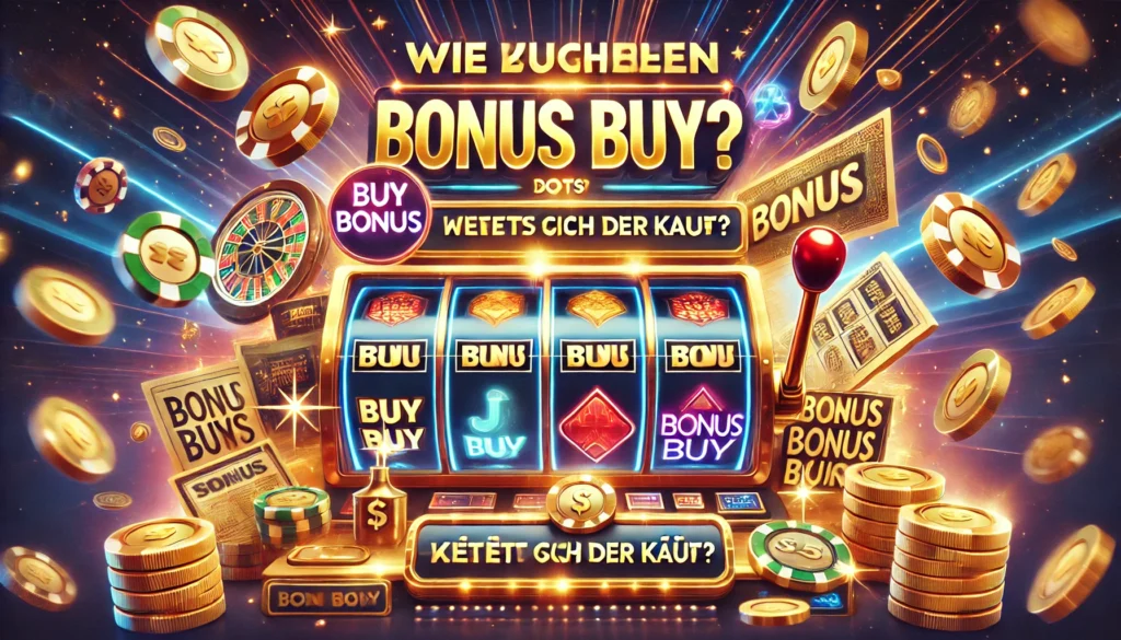DALLE 20250327 122752 A highimpact and informative 169 banner image for a blog post titled Wie funktionieren Bonus Buy Slots Lohnt sich der Kauf How do Bonus Buy s SlotsTV