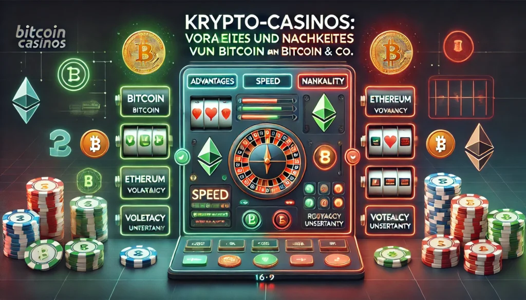 DALLE 20250327 133007 A visually modern and balanced 169 banner image for a blog post titled KryptoCasinos Vorteile und Nachteile von Bitcoin Co Crypto casinos Pr SlotsTV